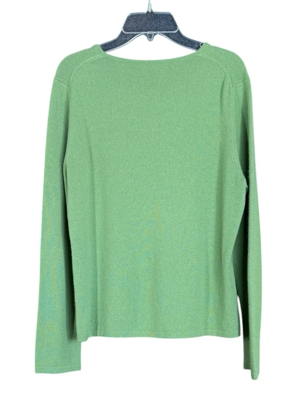 Charter Club 100% Cashmere V-Neck Sweater Large Green 2 Ply Knit